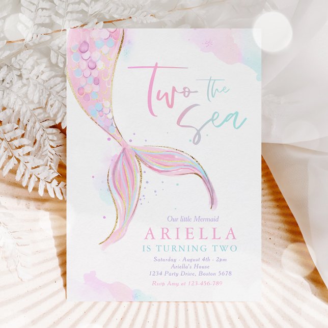 Mermaid Party Two The Sea Mermaid 2nd Birthday Invitation (Creator Uploaded)