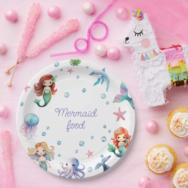 Mermaid Party Under the Sea Watercolor Paper Plate (Party)