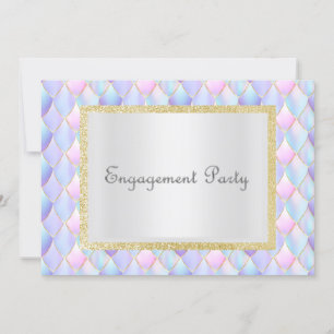 Mermaid pastel Glitter Elegant Engagement Invitation