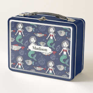 Mermaid Pattern custom name lunch boxes