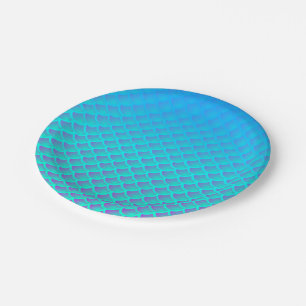 Mermaid Pattern In Aqua Blue and Purple Paper Plate