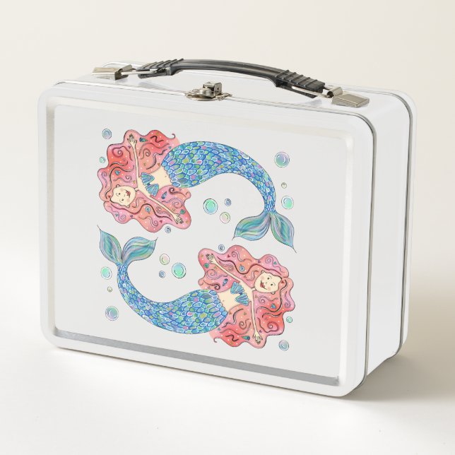 Mermaid Pattern Metal Lunch Box (Front)