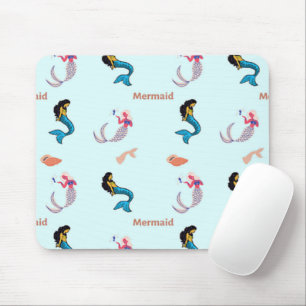 Mermaid pattern on blue mouse mat