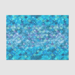 Mermaid Pattern Turquoise Blue Scales Design Art Tissue Paper