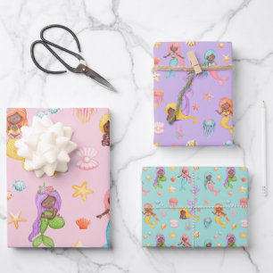 Mermaid Pattern Wrapping Paper Sheet