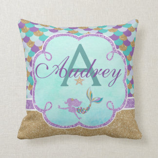 Mermaid Personalised Monogram Pillow Name