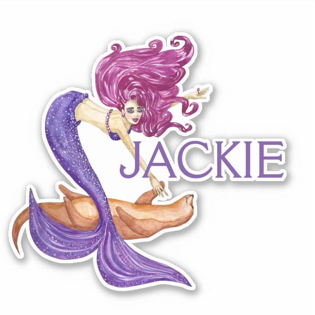 Mermaid Personalised name Cute Purple (Front)