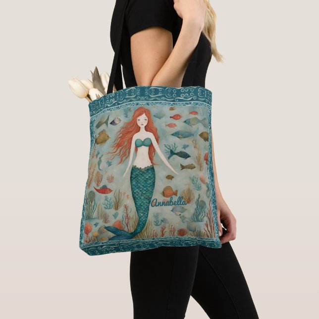 Mermaid Personalised Tote Bag (Close Up)