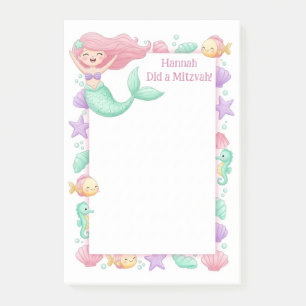 Mermaid Personalized Mitzvah Post-it Notes