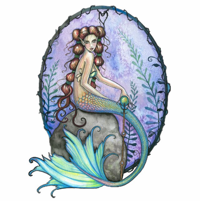 Mermaid Photo Sculpture Ornament by Molly Harrison (Front)