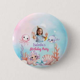 Mermaid Photo under the sea birthday 6 Cm Round Badge