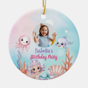 Mermaid Photo under the sea birthday Ceramic Tree Decoration