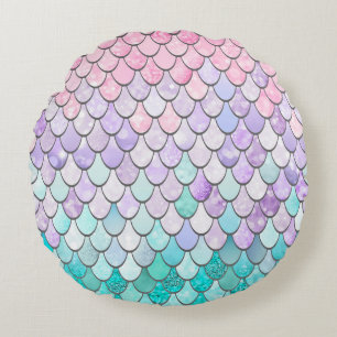 Mermaid Pillow, Round Throw Pillow