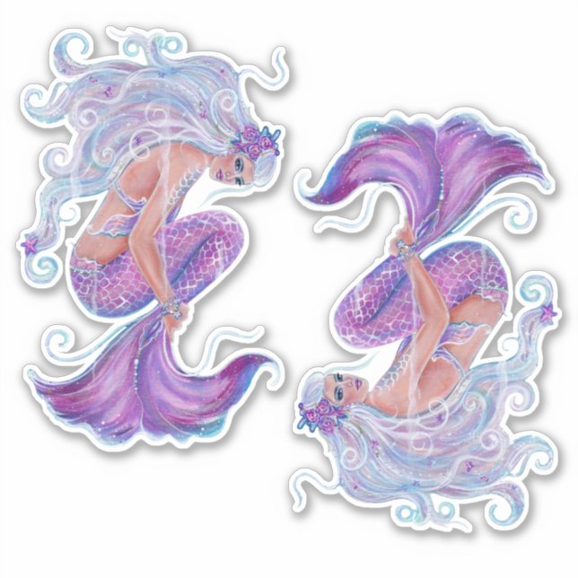 Mermaid pink and purple art by Renee Lavoie (Front)
