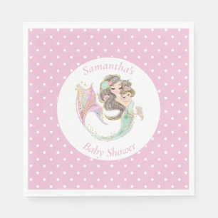 Mermaid pink baby shower under the sea napkin