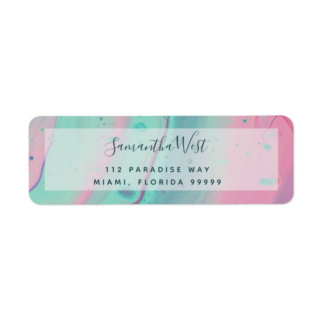 Mermaid Pink Blue Marble Return Address Label (Front)