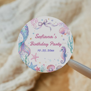 Mermaid Pink Gold Under The Sea Birthday Classic Round Sticker