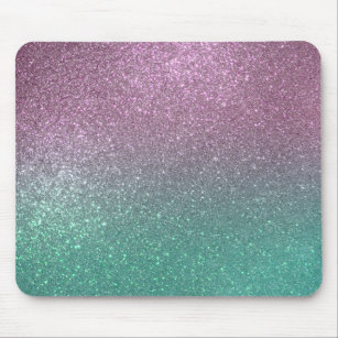 Mermaid Pink Green Sparkly Glitter Ombre Mouse Mat