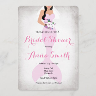 Mermaid Pink vintage bridal shower invite pink