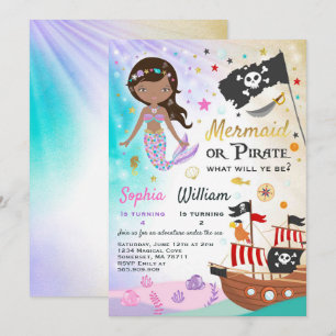 Mermaid Pirate Birthday Invitation Siblings Party