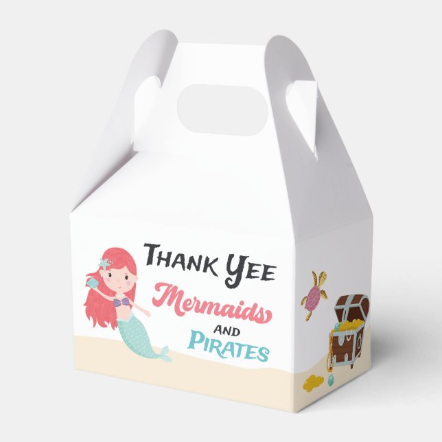 Mermaid & Pirate Joint Birthday Party Thank You Favour Box (Front Side)