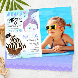 Mermaid & Pirate Party Under the Sea Birthday  Invitation