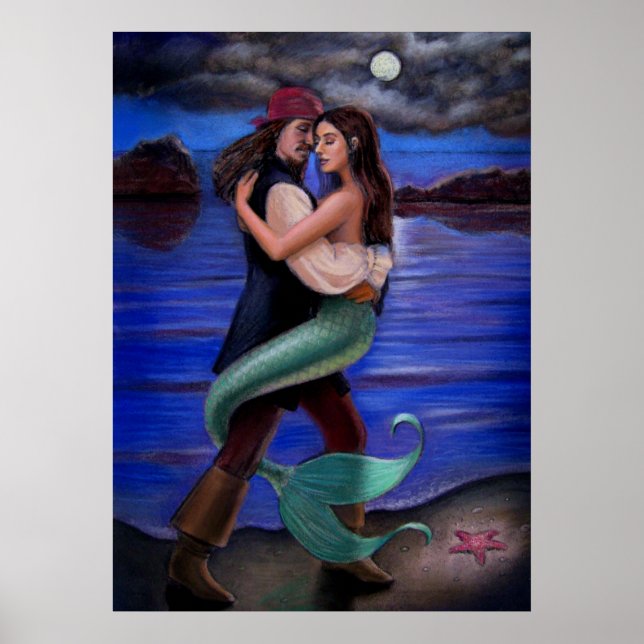 "Mermaid & Pirate's Caribbean Love" POSTER (Front)