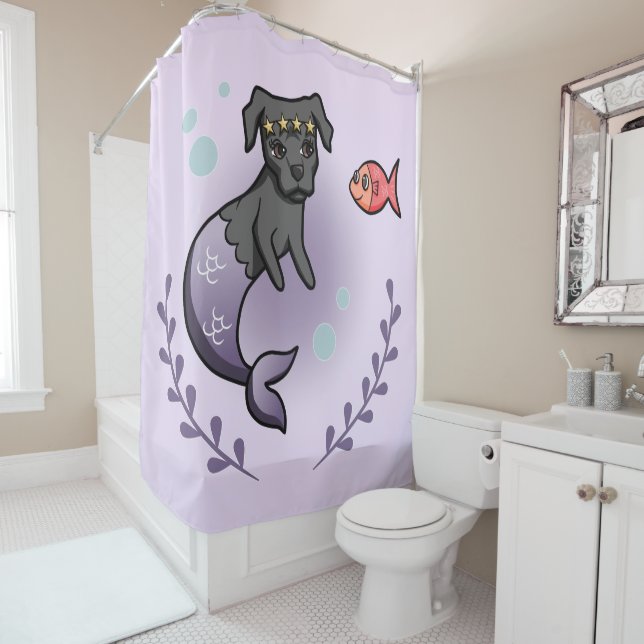 Mermaid Pit Bull 2 Shower Curtain (In Situ)