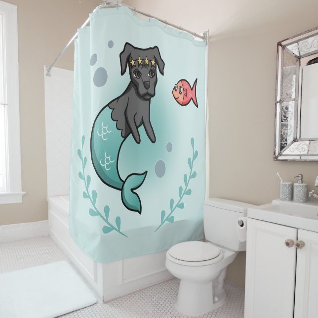 Mermaid Pit Bull Shower Curtain (In Situ)