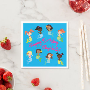 Mermaid Pool Birthday Party Kids Napkin