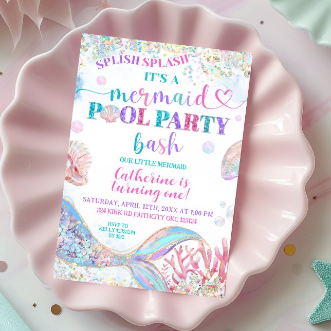 Mermaid Pool party bash invitation (Creator Uploaded)