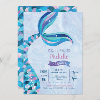 Mermaid Pool Party Birthday Invitation