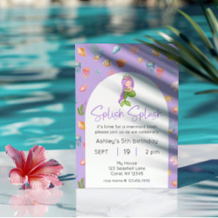 Mermaid Pool Party Birthday Photo Invitation