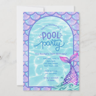 Mermaid Pool Party Invitation