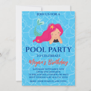 mermaid pool party invitations