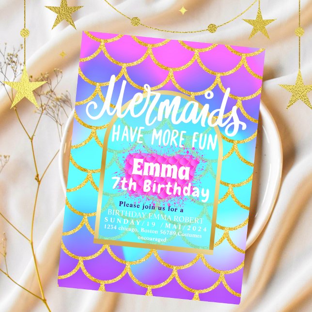 Mermaid Pool Party Pink Mermaid birthday Invitation (Creator Uploaded)