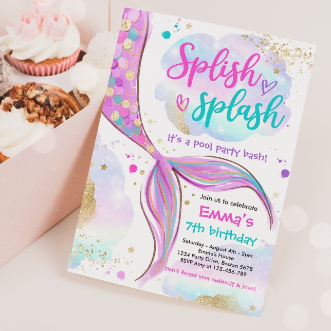 Mermaid Pool Party Pink Mermaid Under The Sea Invitation (Creator Uploaded)