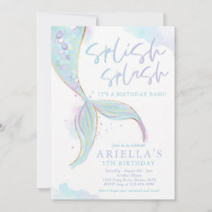 Mermaid Pool Party Summer Birthday Invitation