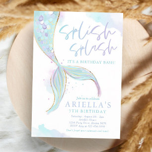 Mermaid Pool Party Summer Birthday Invitation