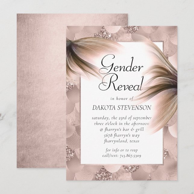 Mermaid Posh | Dusty Terracotta Gender Reveal Invitation (Front/Back)