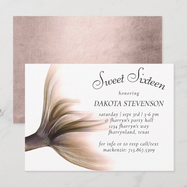 Mermaid Posh | Dusty Terracotta Peach Birthday Invitation (Front/Back)