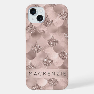 Mermaid Posh Scale Dusty Terracotta Peach Custom iPhone 15 Plus Case