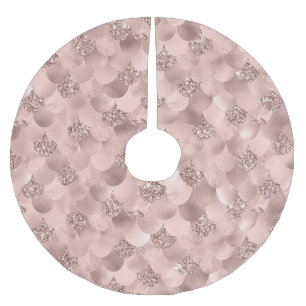 Mermaid Posh Scale Dusty Terracotta Peach Sheen Brushed Polyester Tree Skirt