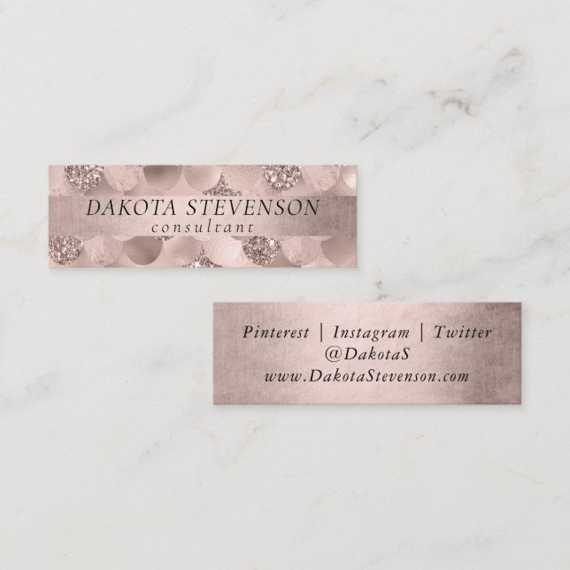 Mermaid Posh Scale | Dusty Terracotta Peach Sheen Mini Business Card (Front/Back)