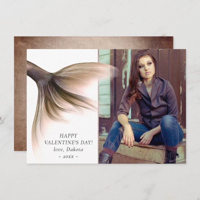 Mermaid Posh Tail | Dusty Terracotta Peach Photo Holiday Card (Front/Back)