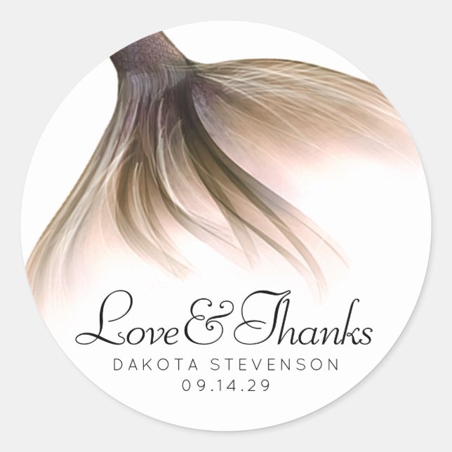 Mermaid Posh Tail | Dusty Terracotta Thank You Classic Round Sticker (Front)