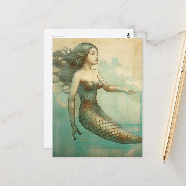 Mermaid Postcard (Front/Back In Situ)