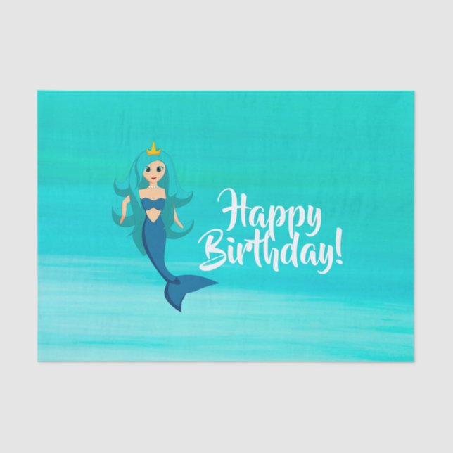 Mermaid princess aquamarine ocean water tissue paper (Front)