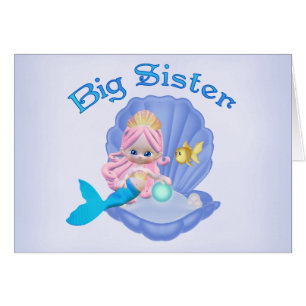 Mermaid Princess Big Sister Blank Card