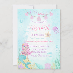 Mermaid Princess Birthday Invitation